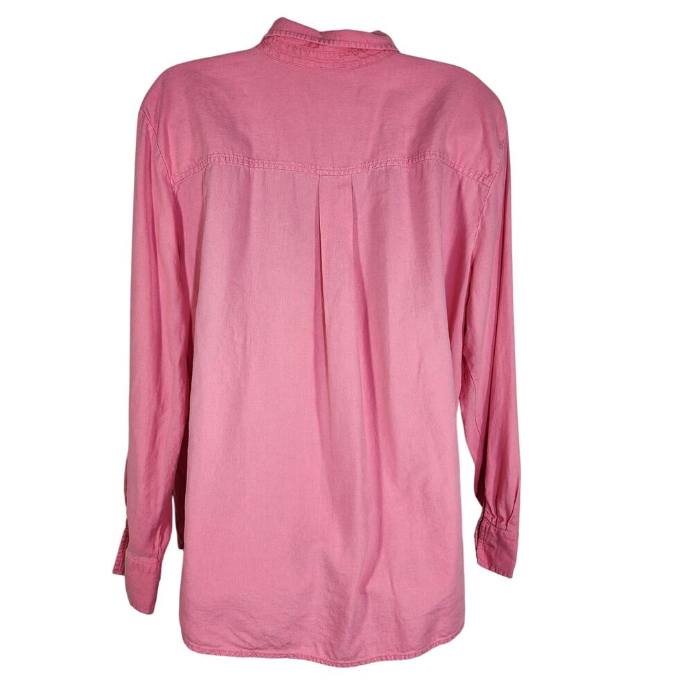LOFT Women Shirt Size XL Pink Linen Blend Button Up Long Sleeves Collared Casual - Picture 2 of 10
